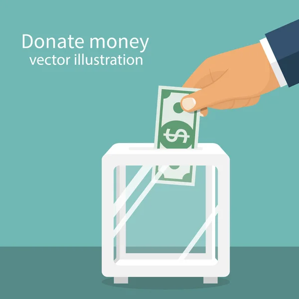 Donation box, dollar hold — Stock Vector