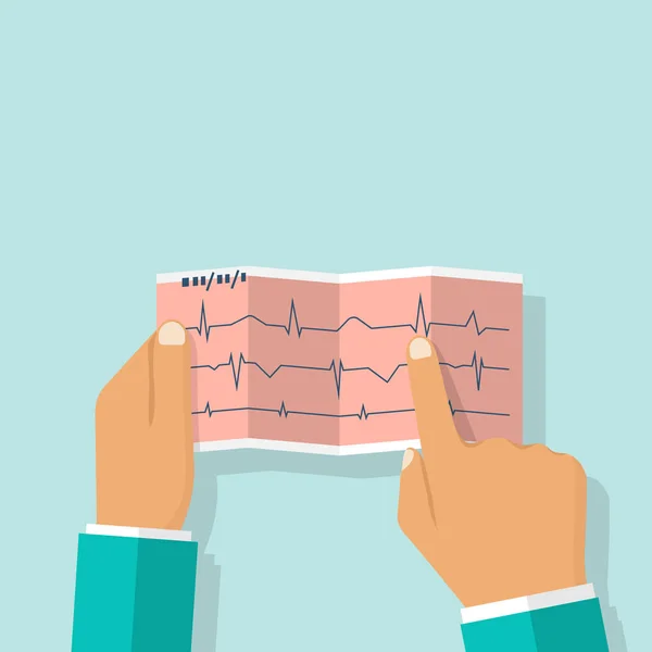 Médico con cardiograma en la mano — Vector de stock