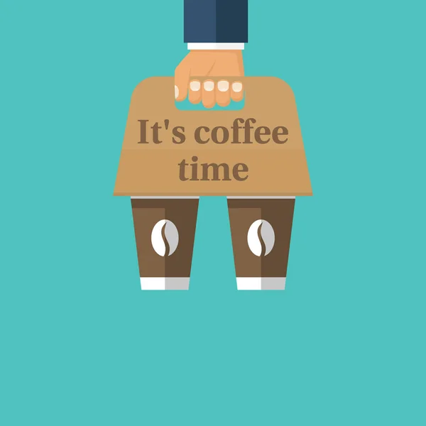 Elinde kahve sahibi — Stok Vektör