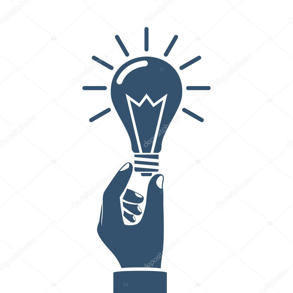 Hand holding lightbulb concept