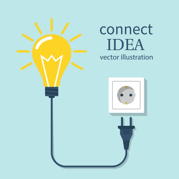 Conectar idea. Bombilla de luz — Vector de stock