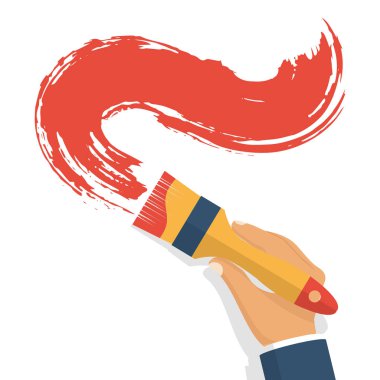 Boya fırça tutun el insan.