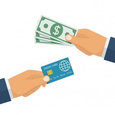 Dolar ve kredi kartı tutan el
