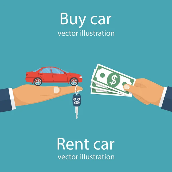 Comprar coche, concepto de alquiler — Archivo Imágenes Vectoriales