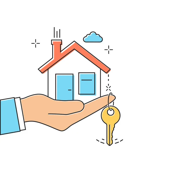 Hand giving house keys — Stock Vector