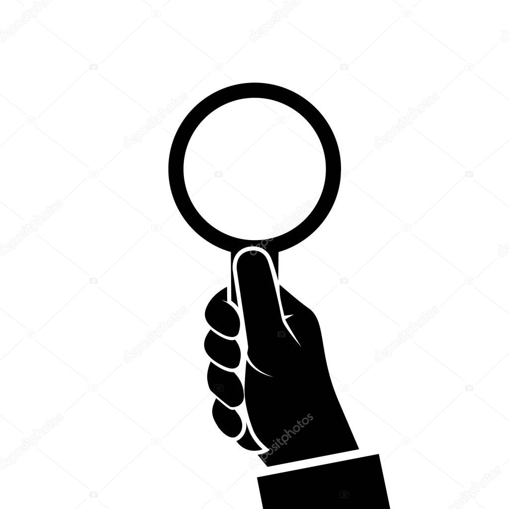 Magnifying glass icon holding in hand man. — Stock Vector © threecvet