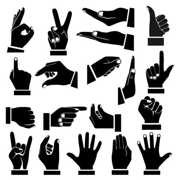 Mãos postas em gestos diferentes —  Vetores de Stock