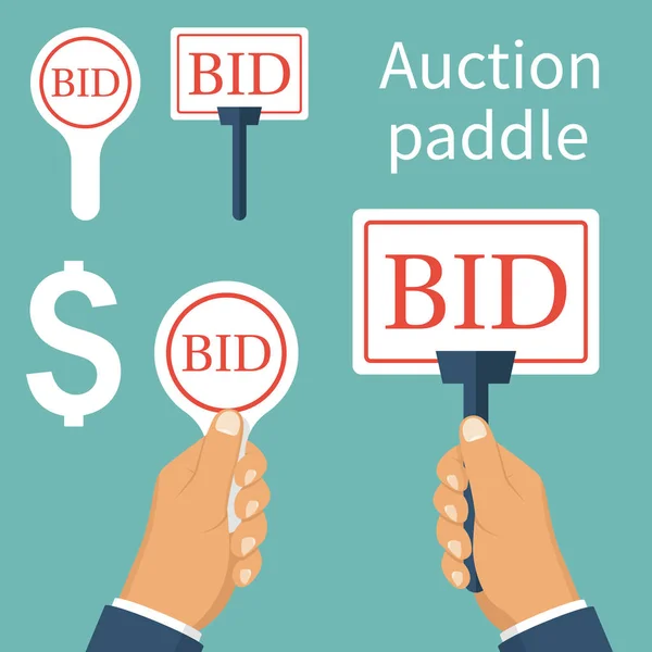 Auction paddle isolated — Stock Vector