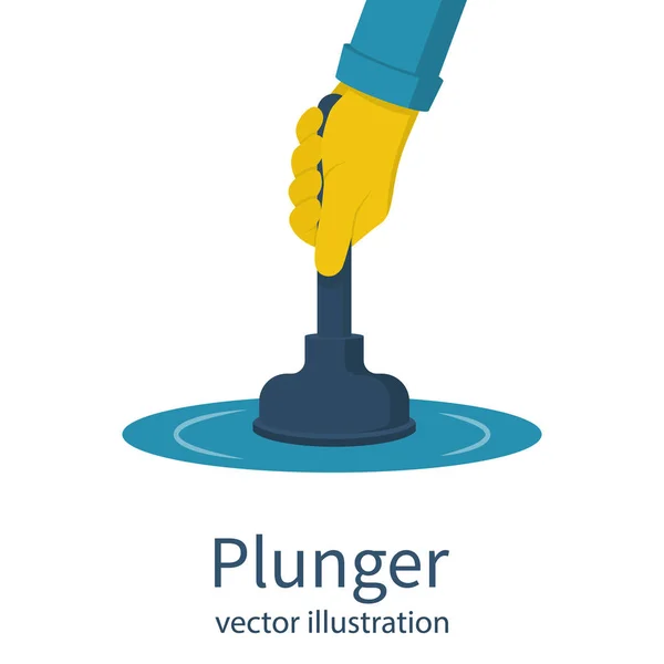 Plunjer in man hand vector — Stockvector