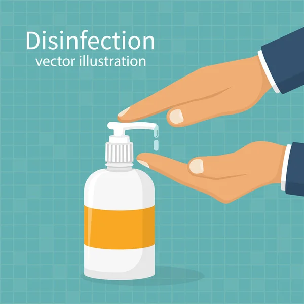 Disinfection concept.Man washing hands — Stock Vector