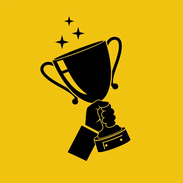 Vítězný pohár v rukou ikonu — Stockový vektor