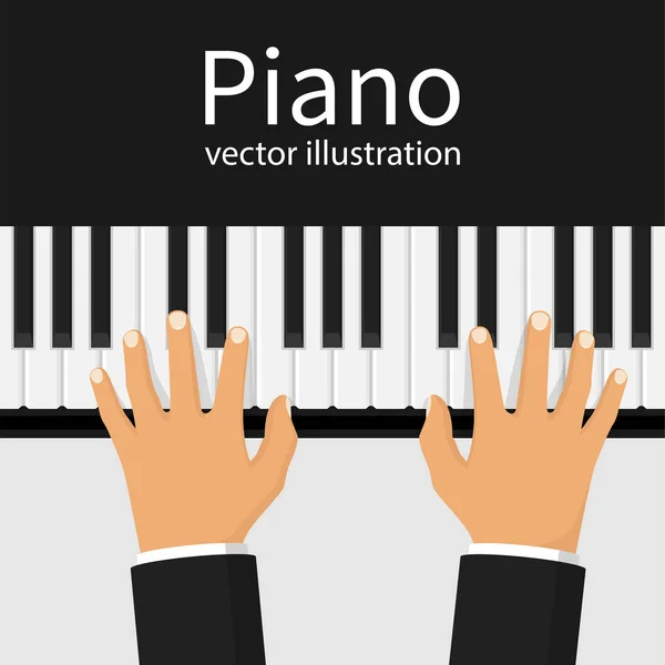 Las manos en las teclas de piano . — Vector de stock