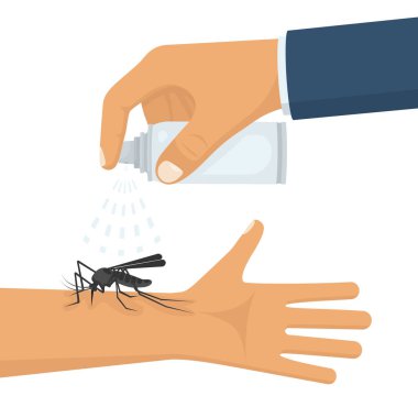 Mosquito spray in hand human clipart