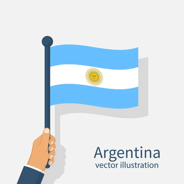 Arjantin bayrağı erkeklerin elinde — Stok Vektör