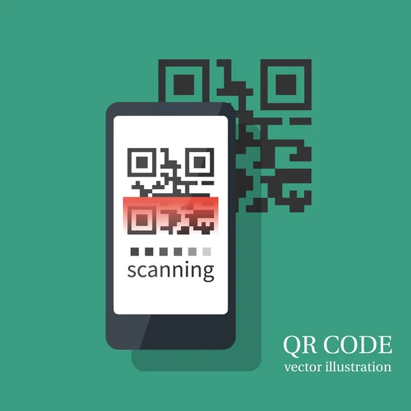 Szkennelés QR-kód okostelefonon — Stock Vector