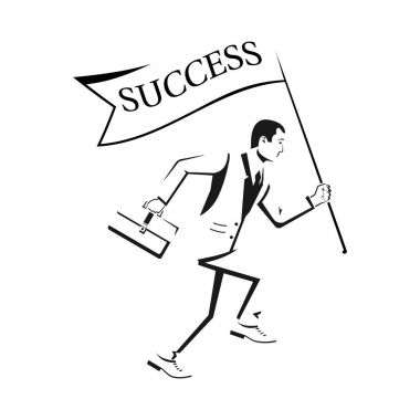 Bayrak başarı ile insan çalışması eskiz.