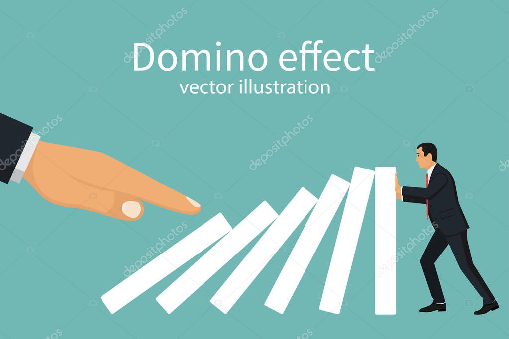 Domino effect concept.
