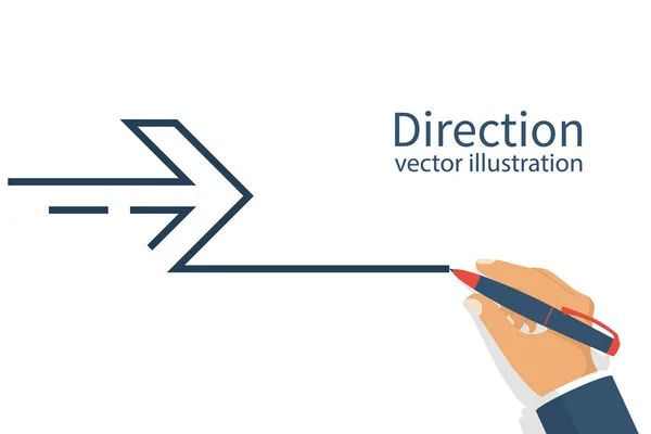 El hombre dibuja la mano en forma de flecha — Vector de stock