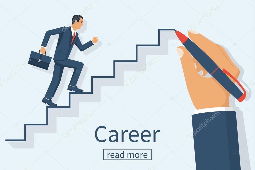 Man is climbing career ladder