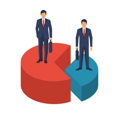 Pazar payı iş kavramı.