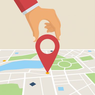 Harita noktası PIN tutan el