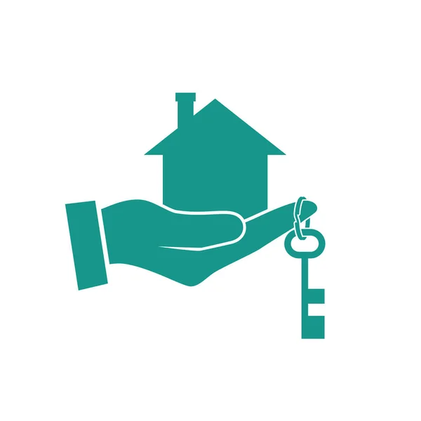 Cheia casei în pictograma mână — Vector de stoc