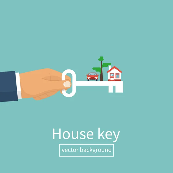 Schlüssel nach Hause in der Hand Mann — Stockvektor