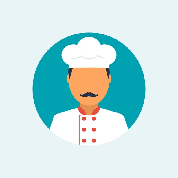 Cook platte pictogram. Chef-kok avatar — Stockvector