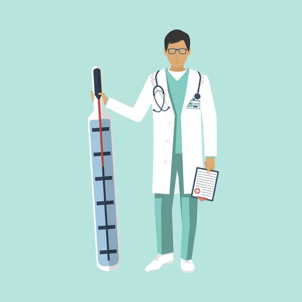 Arzt hält medizinisches Thermometer — Stockfoto