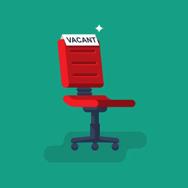 Vacante concept. Lege stoel van het Bureau met teken als symbool van een rec — Stockvector