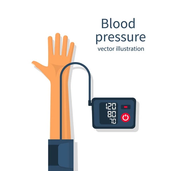 Hombre midiendo la presión arterial del paciente — Vector de stock