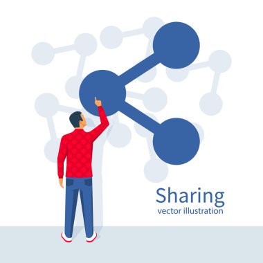 Genç modern adam el paylaşımı tutuyor