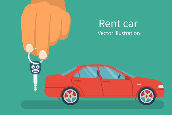 Autó kulcs a kezében. Vektoros illusztráció lapos kivitel — Stock Vector