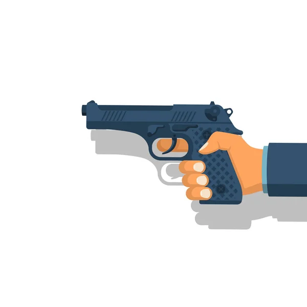 Pistola segurar na mão homem — Vetor de Stock