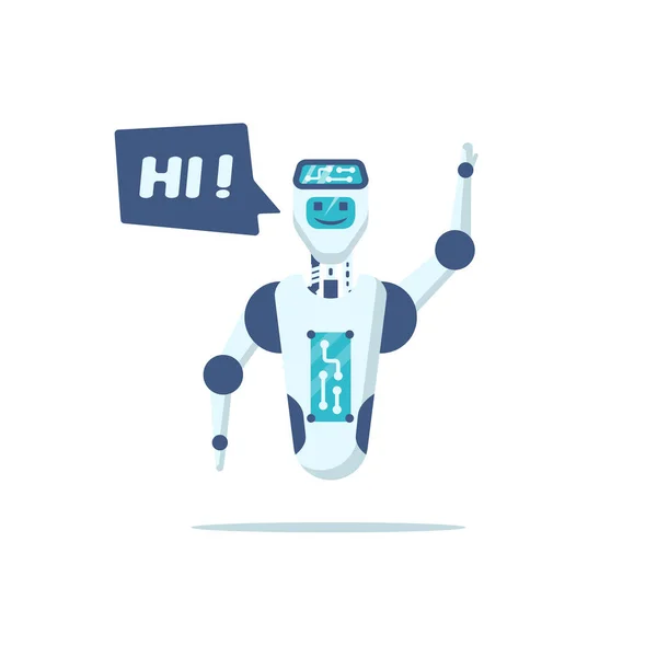 Chatbot图标。 手挥着手迎接可爱的机器人 — 图库矢量图片