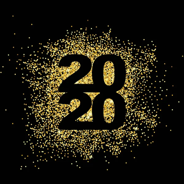 祝2020年新年快乐。 黄金灰尘成堆。 闪亮的火花. — 图库矢量图片
