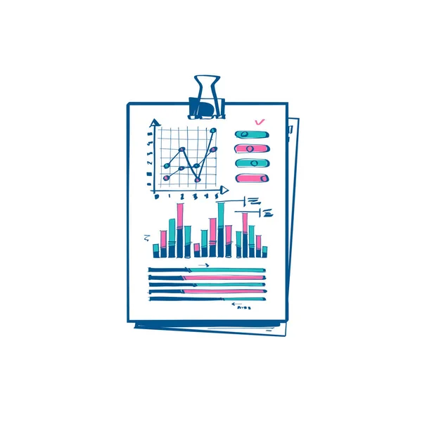 Icône de document d'affaires. Document avec graphiques et graphiques rapports d'entreprise . — Image vectorielle