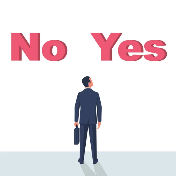 Man is faced with a choice of yes or no — 스톡 벡터