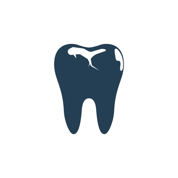 Tand förfall svart ikon. Silhuett dålig tand. — Stock vektor