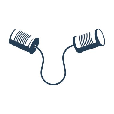 Tin can phone black icon. Communication concept.