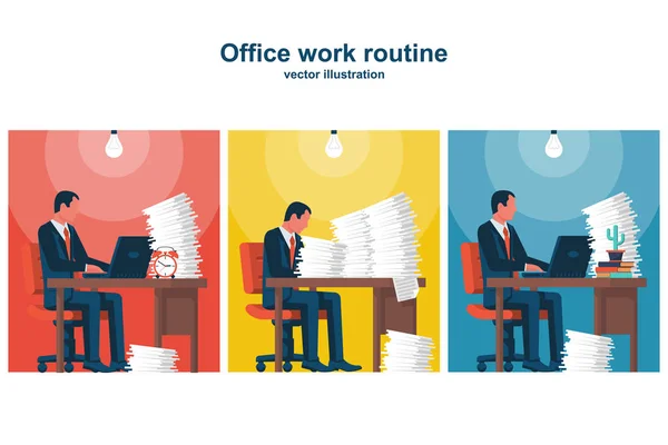 A group of people works in the office. Routine work in cabinet — 图库矢量图片