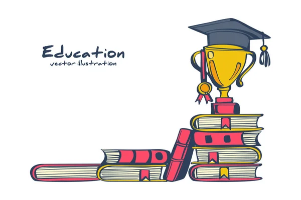 Education ladder concept. Top of the piles of books — Stock vektor