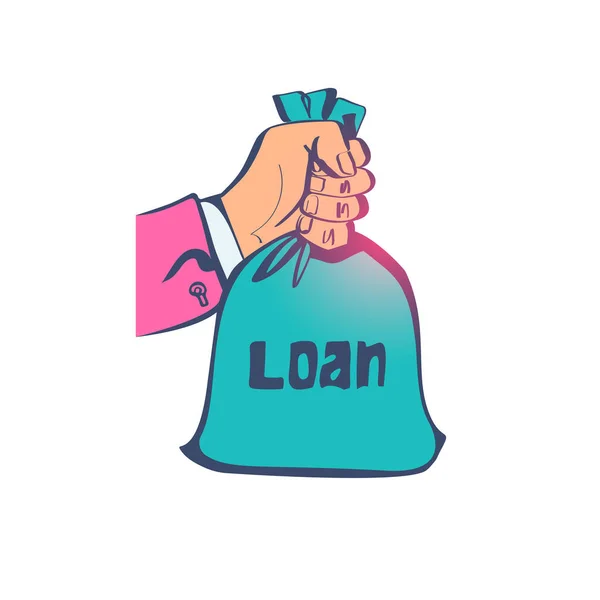 Ikona worek pożyczki. Pożyczka lub pożyczki pieniężne na zakup aktywów — Wektor stockowy