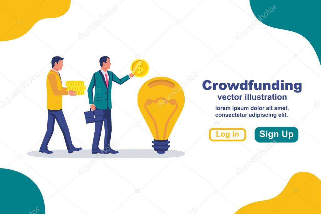 Landing page crowdfunding. Business model funding project.