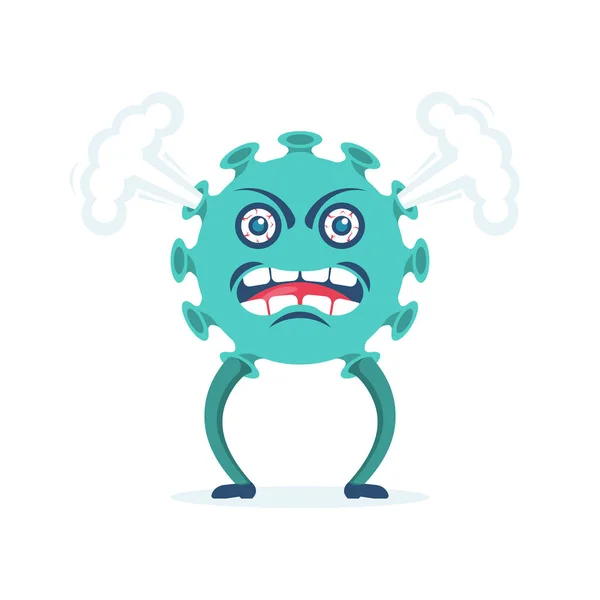 Angry Coronavirus. Virus caricature with red angry eyes. vector — Stock Vector