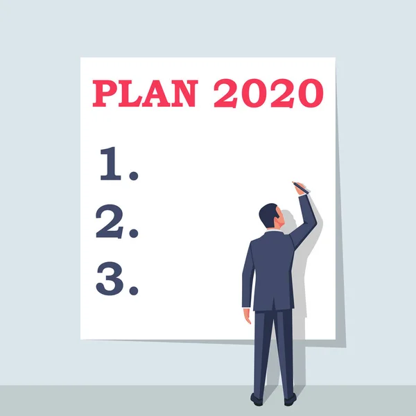 Plan 2020. Para hacer una lista para el próximo año. Ilustración vectorial diseño plano — Vector de stock