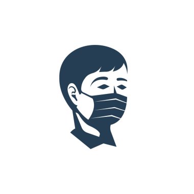 Glyph ikon tıbbi maske vektörü. Siyah siluet insan.