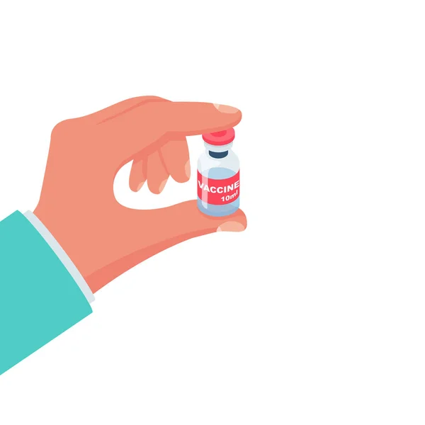 Ampoule à la main. Vaccin chez le médecin . — Image vectorielle