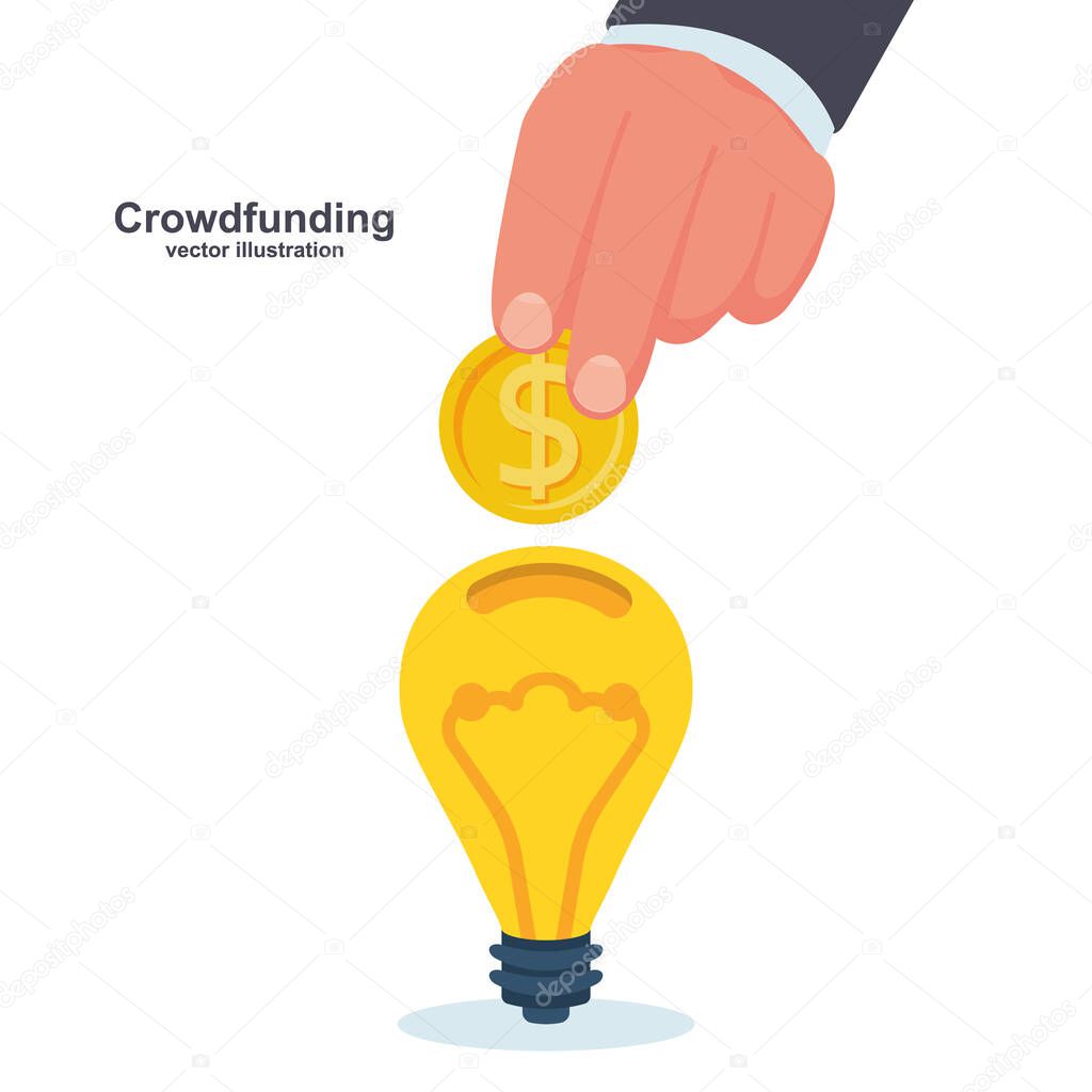 Crowdfunding concept. Business model funding project.