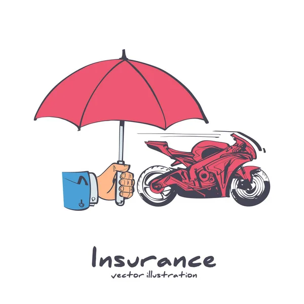 Moto de seguro. Desenho de desenho de ilustração vetorial — Vetor de Stock